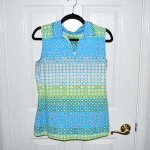 Tail Golf Shirt - Blue Green Polka Dot Pattern